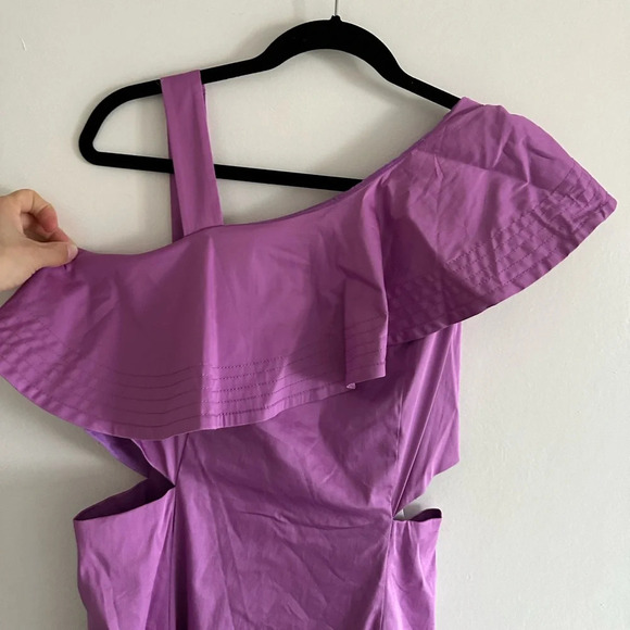 NWT Veronica Beard Beilla One-Shoulder Midi Dress Vivid Orchid - Picture 5 of 15